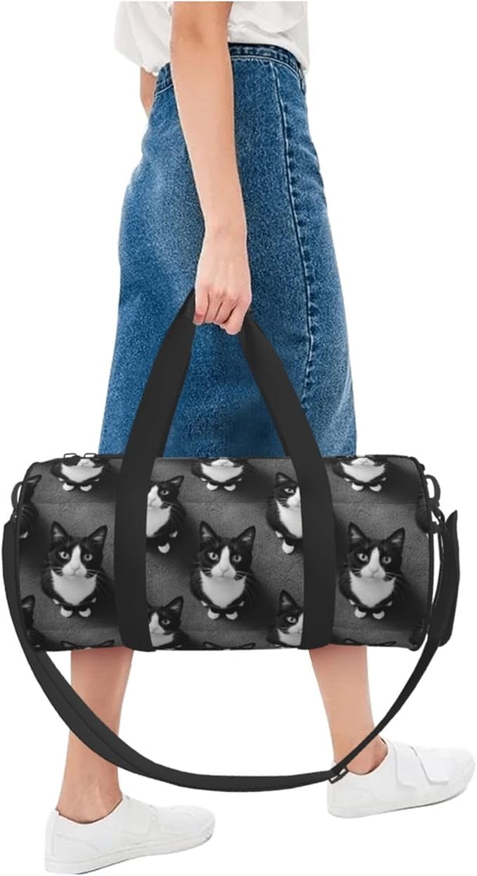 Gym Bag for Women Small Duffle Bag with Multifunctional Pockets Workout Sport Bags for Dance, Fitness, Yoga, Black Cat