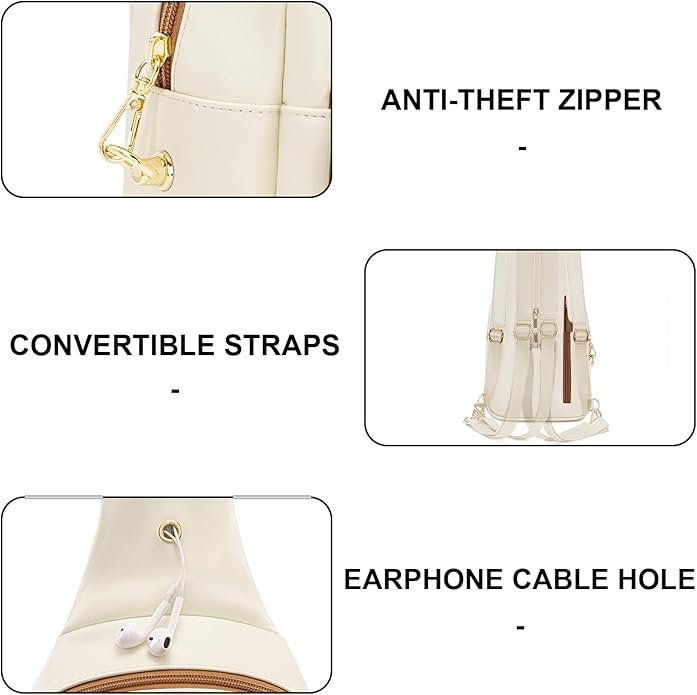 Crossbody Bags for Women Sling Bag Anti Theft PU Leather Travel Chest Purse Small Adjustable Strap Fits Large Phone