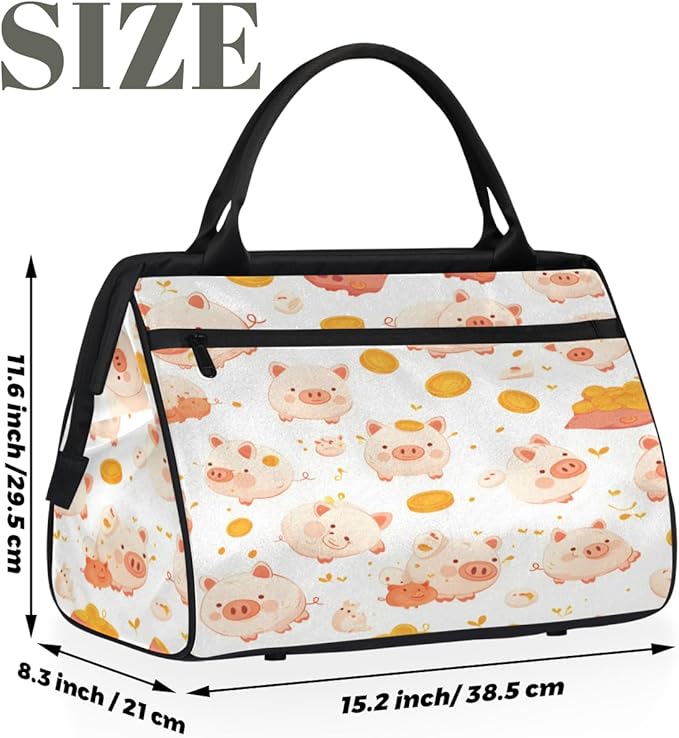Pig Overnight Weekender Bag for Women Men Travel Duffel Bags Waterproof Luggage Carry on Sports Yoga Gym Bag