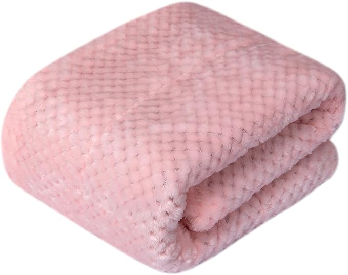 Fuzzy Sherpa Reversible Blanket for Baby, Soft Warm Cozy Coral Fleece Toddler, Infant or Newborn Reversible Blanket for Crib, Stroller, Travel, 40”×60”, Baby Pink