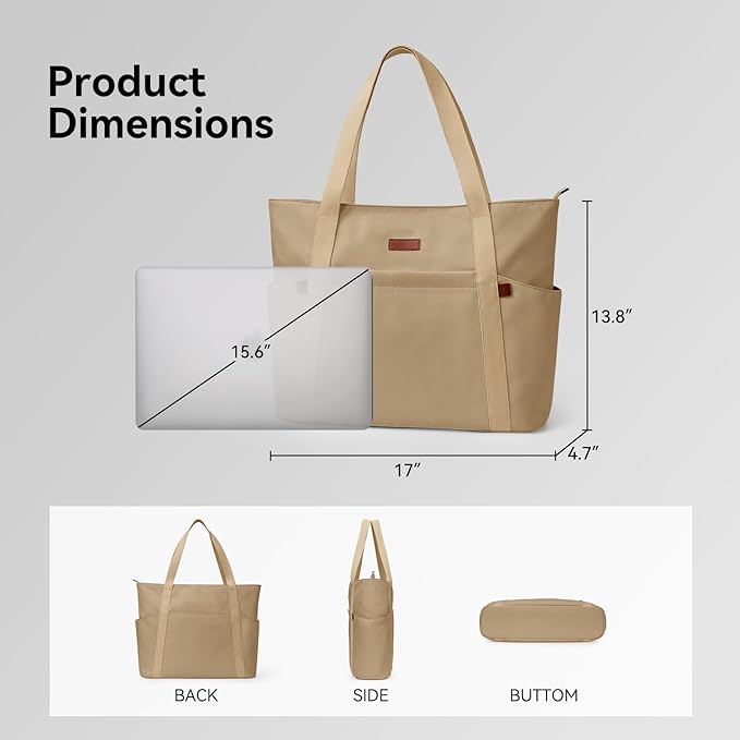 Handbags for Women Large Capacity Tote Bag with Zipper and Multi-Pockets Lightweight Waterproof Nylon Shoulder Bag