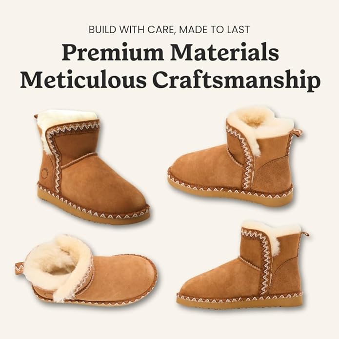 Dearfoams Women's Fireside Shearling Water Resistant Indoor/Outdoor Foldover Boot Slipper