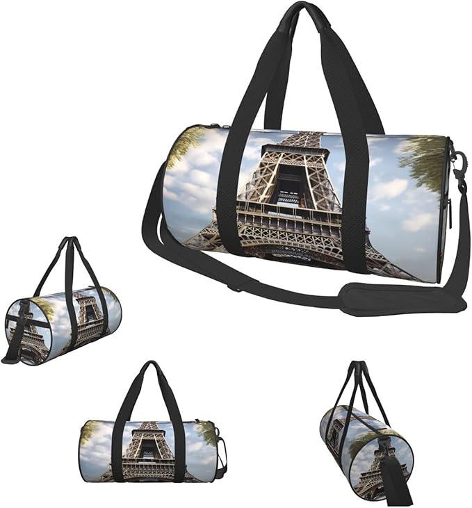 Travel Duffel Bag Lightweight Carry On Weekender Overnight Bags Eiffel Tower French Paris Monument Sports Tote Gym Backpack with Adjustable Strap Hospital Bags Foldable Luggage Bag for Women Men
