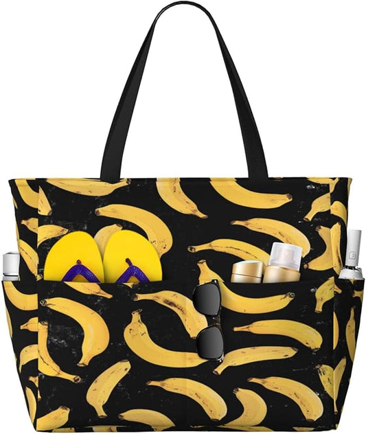 Large Beach Bag for Women Waterproof Foldable Travel Shoulder Tote Bag with Pocket for Weekender Pool Vacation