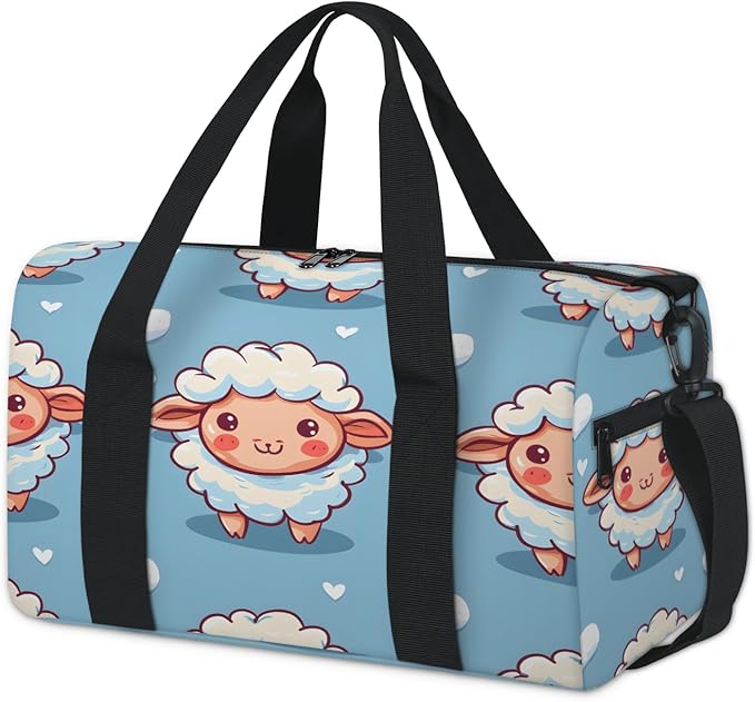 Cute Sheep Travel Duffle Bag for Women Men, Overnight Weekender Bag, Carry on Tote for Sport Gym