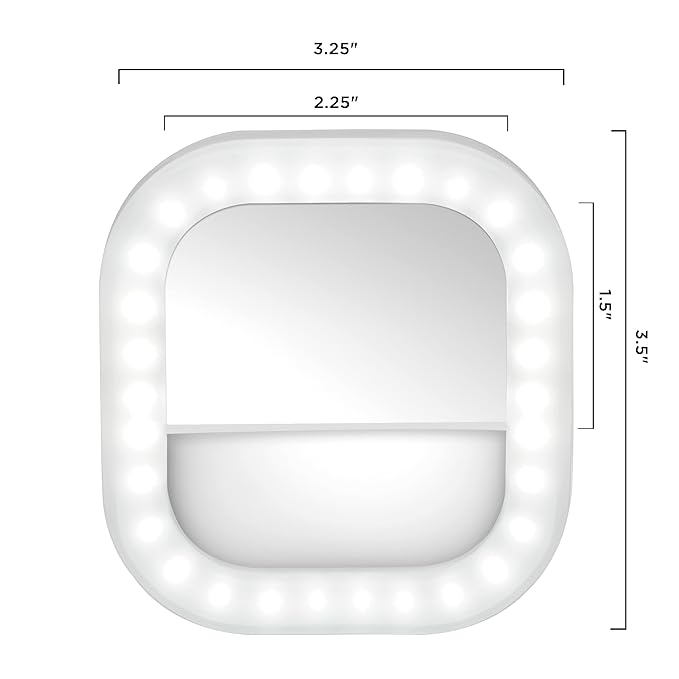 Conair Lighted Makeup Mirror for Phone, Selfie Ring Light and Vanity Mirror, Battery Operated, White