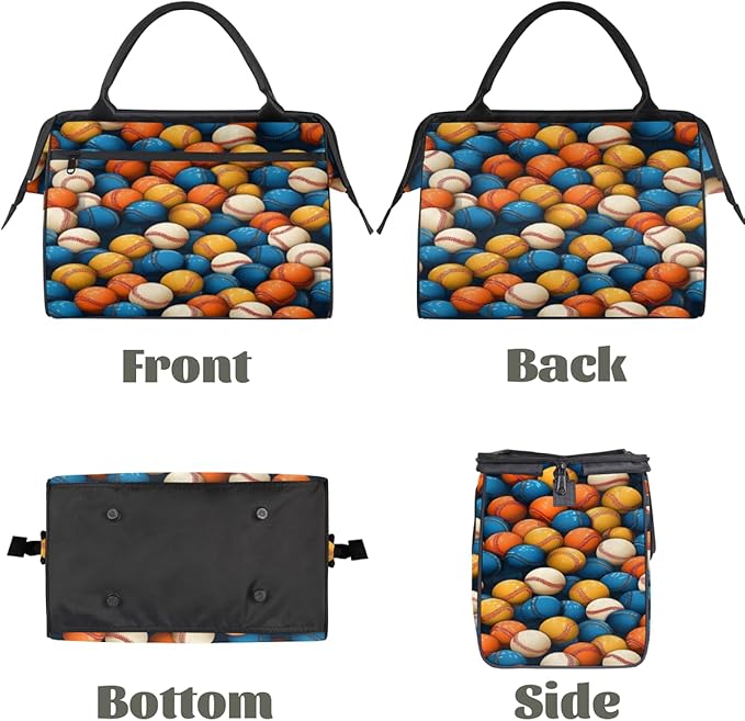 Colorful Baseball Overnight Weekender Bag for Women Men Travel Duffel Bags Waterproof Luggage Carry on Sports Yoga Gym Bag