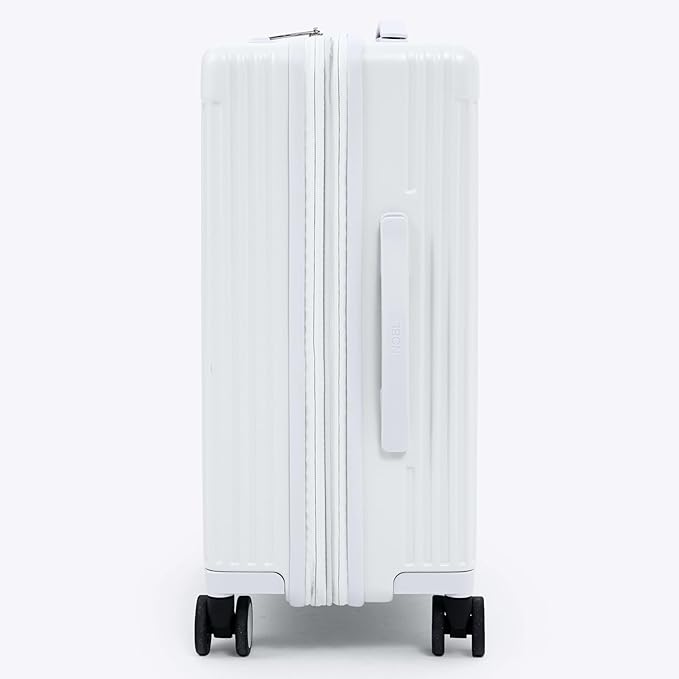 Nobl Travel Carry On Expandable Luggage, Noble Aluminum Frame PC Hard Shell Suitcase, 22.5”x14.2”x9.8” Airline Approved, 360° Spinner Wheels, TSA Locks, USB Charging, Cup & Phone Holder - Ivory