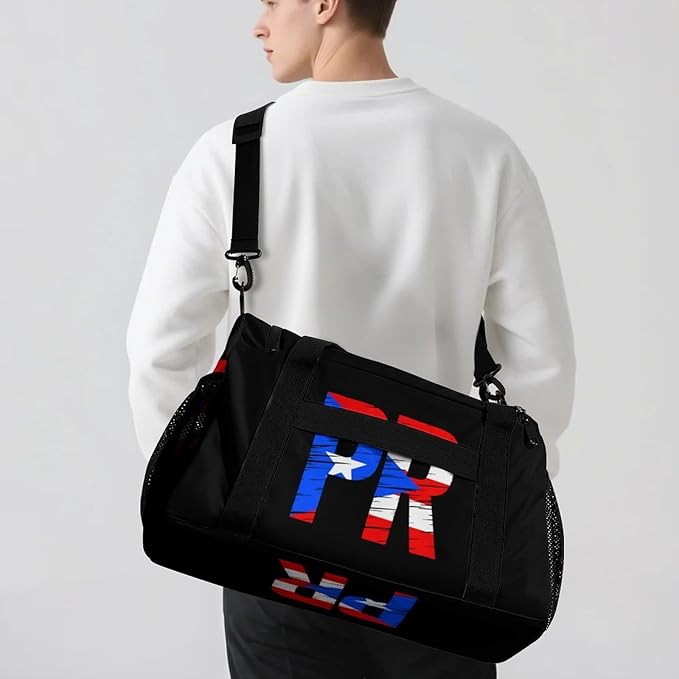 Puertorico P.R. Flag Duffle Bag Gym Bag for Workout Travel Tote with Detachable Straps