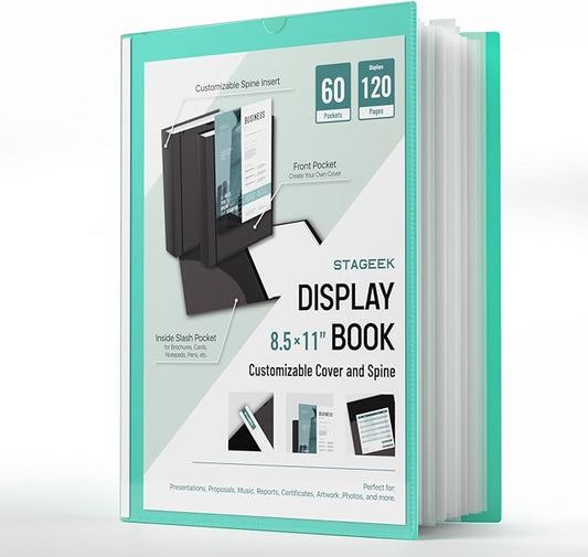 60-Pocket Portfolio Binder Display 120 Pages, 8.5x11 Binder with Plastic Sleeves, Art Portfolio Folder with Clear Sheet Protectors, Presentation Book for Artwork, Document Organizer