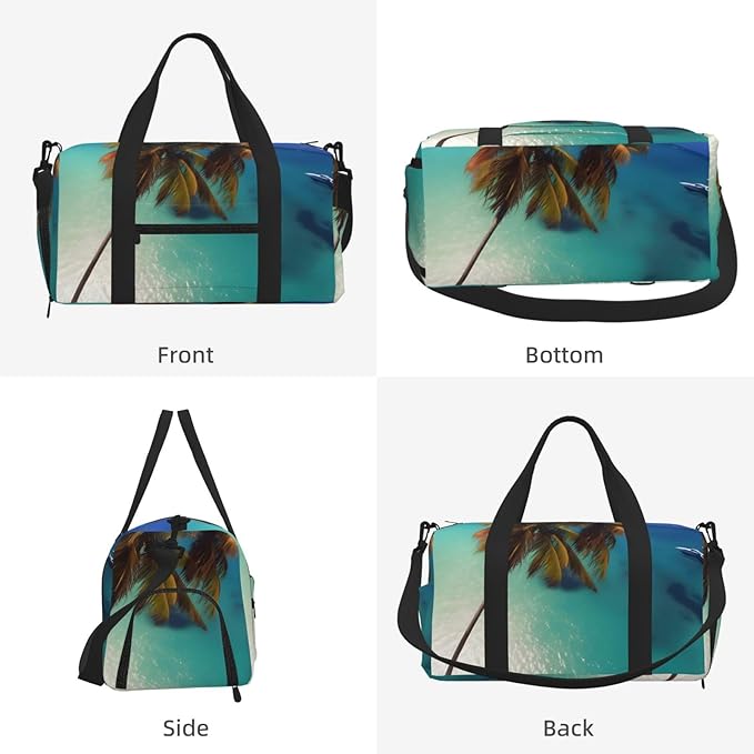 Beach Coconut Sunshine Print Gym Bag with Shoe Compartment for Women Men, 17.7in Sports Duffle Weekender Tote, Overnight Travel Duffel Bag Carry On