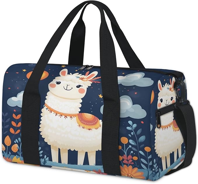 Cute Llama Travel Duffle Bag for Women Men, Overnight Weekender Bag, Carry on Tote for Sport Gym