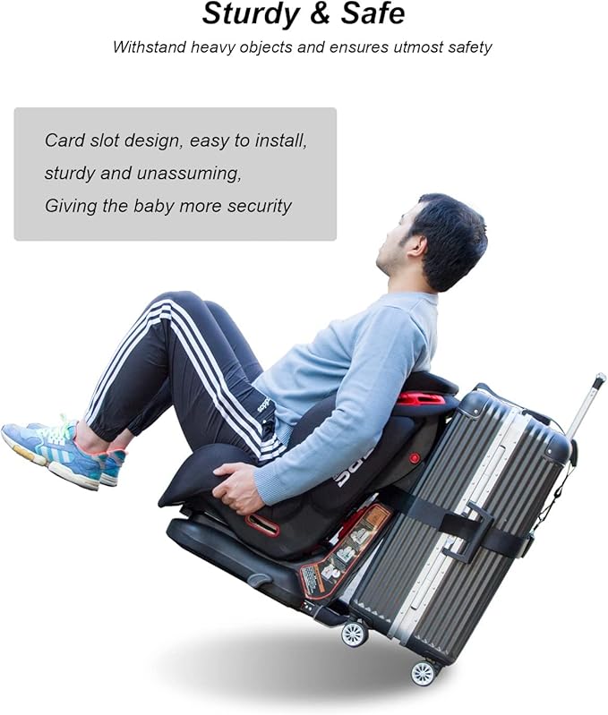 Car Seat Travel Belt Car Seat Travel Strap to Convert Kid Car Seat and Carry-on Luggage into an Airport Car Seat Stroller,Safe Travel Solution for Transport (Black, Large-1)