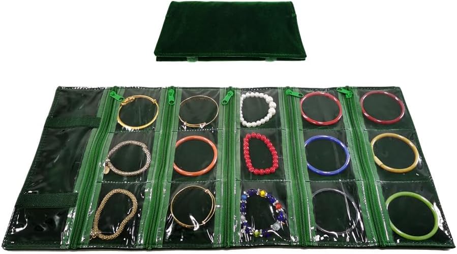 Travel Jewelry Roll Bag Portable Organizer Pouch With Grids&PVC Cover Storage Bags for Necklace, Bracelet, Bracelet,Ring, Badge, Pendant