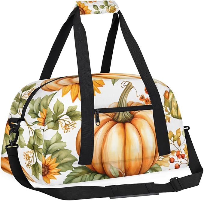 Sunflower Pumpkin Kids-Duffel-Bags Gymnastics Dance Bag Carry-On Overnight Travel Gym Lightweight Dance Sports Bags For Girls Boys Kids，