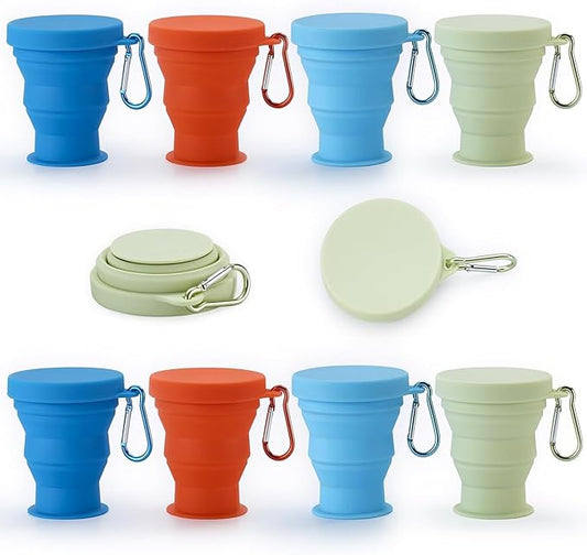 GUANCI Silicone Collapsible Travel Cup Set Silicone Folding Camping Cup with Lids Foldable Drinking Cup Sets Portable Dishwasher Safe for Outdoor Hiking Travel Sport | Collapsible, Folding, Foldable, Sets, Portable, Dishwasher Safe