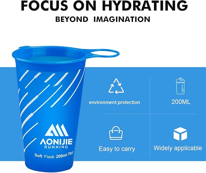 AONIJIE Collapsible Cup 200ml – Foldable Hiking Cup, Ultra Portable Soft Cup for Trail Running, Camping & Travel, Silicone Water Cup for Outdoor Hydration - Dark Blue
