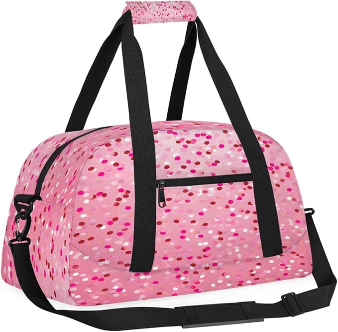 Sports Duffel Bags, Pink Sequins Water-Resistant Gym Duffle Bag for Men Women, Lightweight Weekender Overnight Bag for Fitness, Workout, Travel