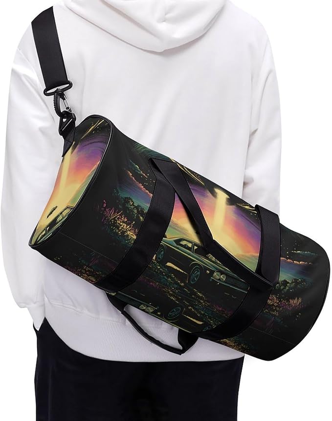 Ship Spaceship Travel Duffle Gym Bag with Shoe Compartment Carry Weekender Overnight Bags