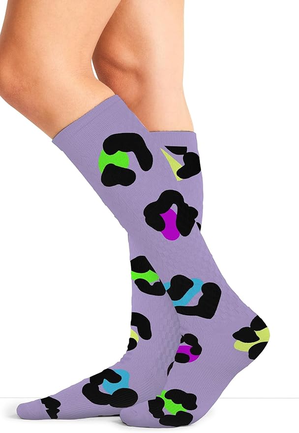 Cherokee Women's 10-15mmHg Compression Socks – Fun Print Knee Highs with Light Support, Soft Feel - PRINTSUPPORT