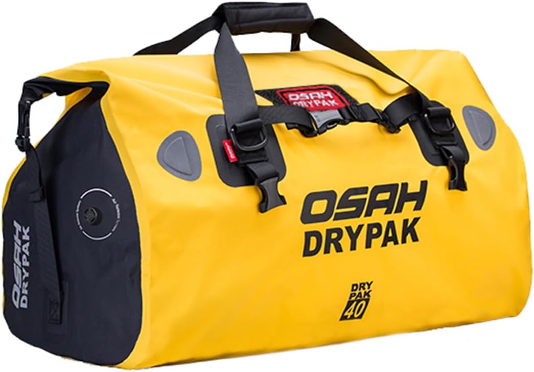 Waterproof Duffel& Luggage Bag - Motorcycle Dry Bag Tail Saddle Bags with Roll Top Closure,Large Storage Space,for Camping, Kayaking, Fishing & Traveling(Yellow, 40L)