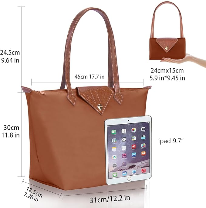 Women Tote Bag,Stylish Waterproof Nylon Ladies Shoulder Bag, Folding Beach Travel Bag for Work,Shopping, Large