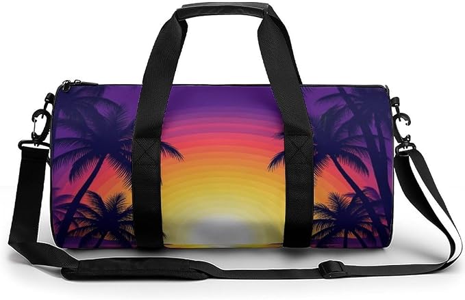 Durable Travel Gym Sports Bag Hawaiian Palm Tree Ocean Theme (2) Workout Lightweight Foldable Overnight Bag Training Workout Bags