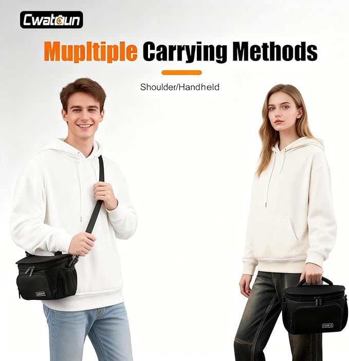 Cwatcun Small Camera Sling Bag Crossbody Camera Shoulder Case, Waterproof Travel Photography Camera Messenger Bag for Canon, Nikon, Sony, Fuji DSLR/SLR/Mirrorless Cameras, Lens and Accessories