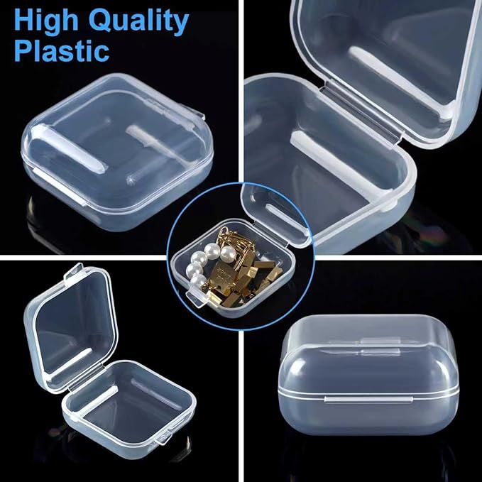 10Pcs Ear Plug Case, Mini Plastic Earplug Containers, 1.8mm Square Box with Hinged Lids for Small Item Craft, Beads, Necklaces, Ear Studs, Rings