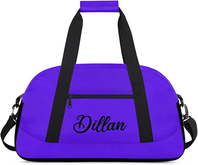 Custom Name Gym Duffel for Kids,Personalized Sports Bag Lightweight Gym Bags for Boys & Girls,Fitness Travel Weekender for Travel, and Workout Violet
