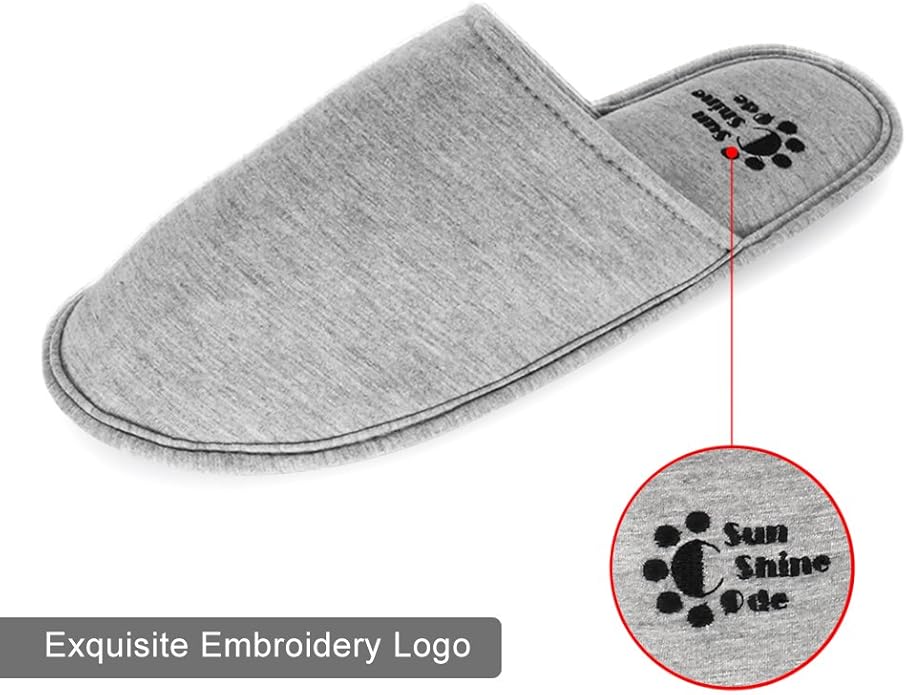 Sunshine Code Men's Memory Foam Cotton Washable Slippers with Matching Travel Bag for Home Hotel Spa Bedroom