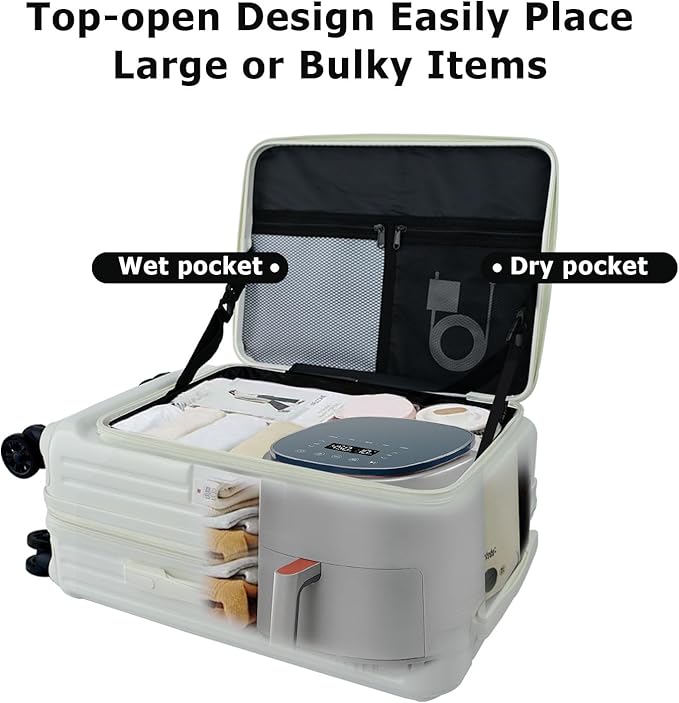 Carry on Luggage 22x14x9 Airline Approved, Hard Shell Carry on Suitcases with Wheels, Top-open Design Luggage with Spinner wheels, Expandable Suitcase with YKK zipper, Lightweight and Durable.