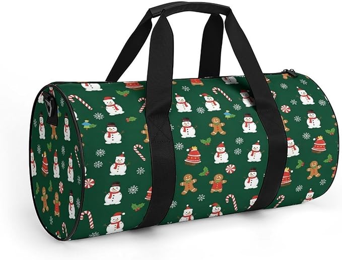 Beach Swim Bags Green Gingerbread Men Women Duffle Bag Foldable Gym Bag Lightweight Travel Sports Bags for Men and Women