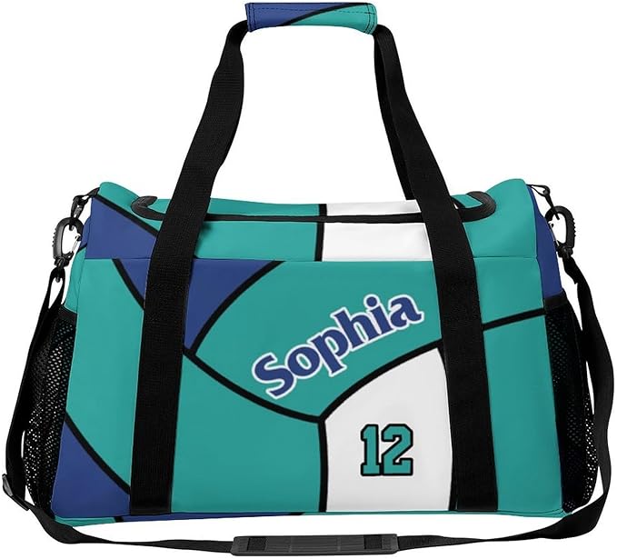 Custom Volleyball Print Duffel Bag with Name Personalized Travel Bags Sport Gym Bag Carry On Weekender Bags for Men Women