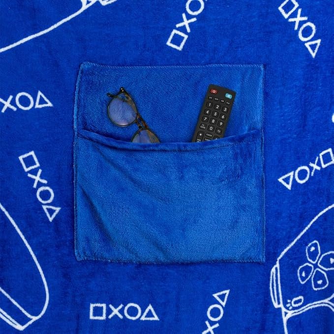 Paladone PlayStation 2-in-1 Cushion Blanket - Officially Licensed Travel Blanket, Foldable Soft Fluffy Throw, Compact Design for Gaming Room or Bedroom Decor