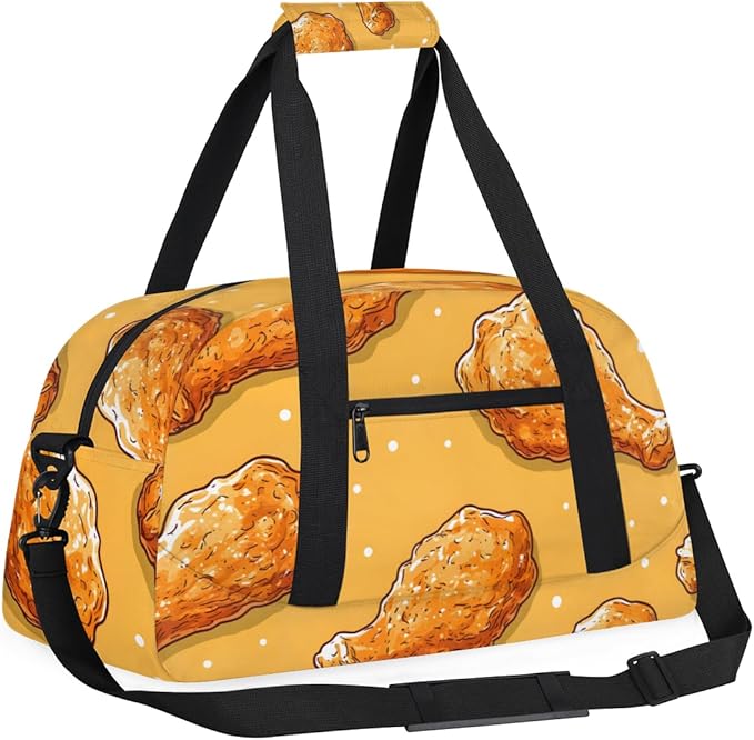 Cartoon Style Fried Chicken Kids-Duffel-Bags Gymnastics Dance Bag Carry-On Overnight Travel Gym Lightweight Dance Sports Bags For Girls Boys Kids，