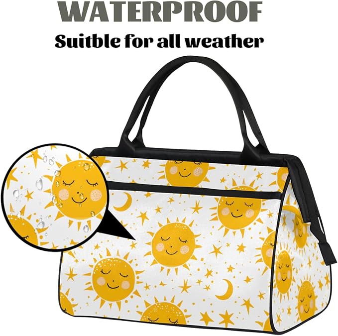 Sun Overnight Weekender Bag for Women Men Travel Duffel Bags Waterproof Luggage Carry on Sports Yoga Gym Bag
