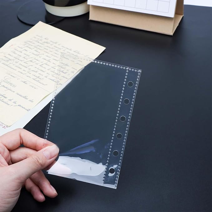 40 Sheets A7 Binder Sleeves Clear Page Protectors 2.6''x4.9'' 1 Pocket Plastic Photo Album Refill for 6 Ring Binder Cards Cash Photocards