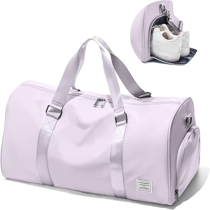 Gym Bag for Women Men with Shoe Compartment,Small Travel Duffle Bags for Traveling Overnight Weekender Personal Item Travel Bag Large Sport Workout Bag Purple