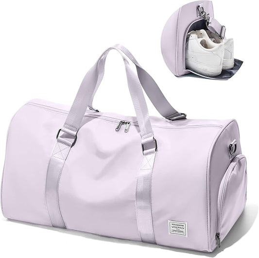 Gym Bag for Women Men with Shoe Compartment,Small Travel Duffle Bags for Traveling Overnight Weekender Personal Item Travel Bag Large Sport Workout Bag Purple