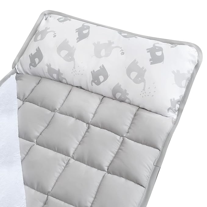 Moonsea Nap Mat for Toddlers Elephant with Pillow Blanket, Lightweight Perfect for Toddlers Preschool, Daycare, Travel Sleeping Bag Boys Girls, 21" x 50" Fit on a Standard Cot