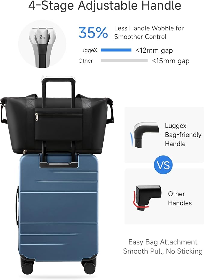LUGGEX Carry On Luggage Top Opening, FLA Aluminum Frame Trunk Style Luggage 21 Inch, Polycarbonate Hard Shell Suitcase (FX-Enhance, Blue, 43L)