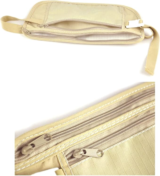 Thin Profile Money Belt Secure Travel Belt Bag Hidden Blocking Wallets Anti-Theft Passport Pouch Pack Small Travel Wall