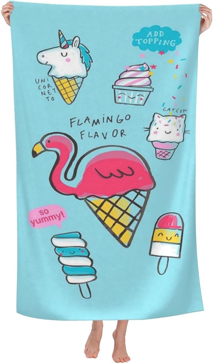 Cute Mermaid Beach Towel for Kids/Boys/Toddler/Baby, Personalized Microfiber Flamingo Beach Towels Bulk, Quick Dry Beach Towel for Pool, Lightweight Bath Towels Oversized Clearance 30"x 60"
