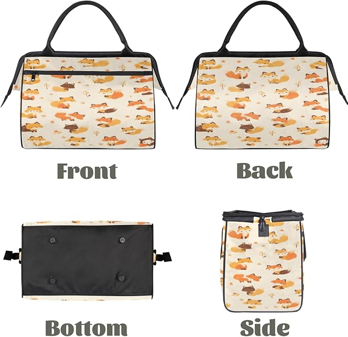 Cute Fox Overnight Weekender Bag for Women Men Travel Duffel Bags Waterproof Luggage Carry on Sports Yoga Gym Bag