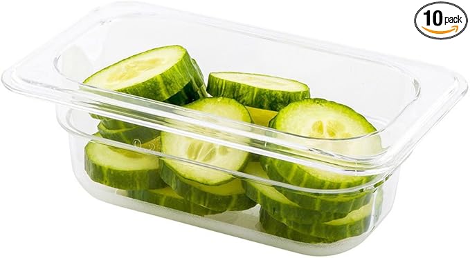 Restaurantware-2.5 Inch Deep Food Pans, 10 1/9 Size Commercial Food Storage Container - Freezable, Break-Resistant, Clear Plastic Cold Pans, Dishwashable, For Kitchens, Restaurants, Or Cafeterias