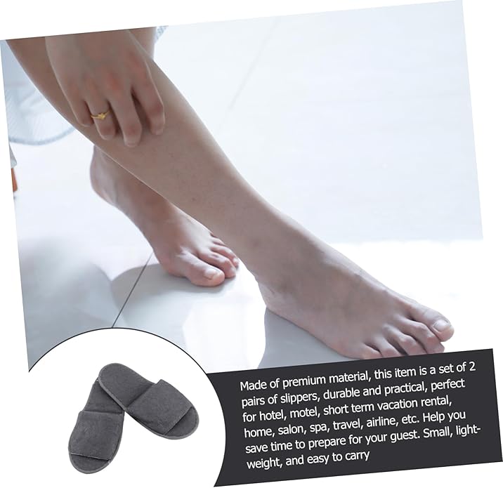 minkissy 2pairs Comfortable Non-slip Travel Slippers for Men and Women Foldable Hotel and Indoor Use Grey for Guests Travelers