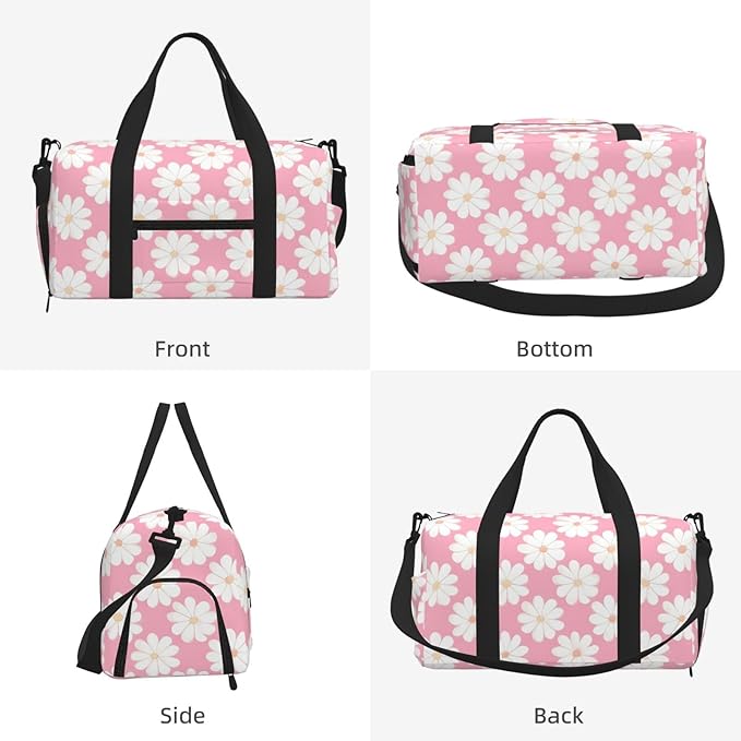 Camellia pattern Print Gym Bag with Shoe Compartment for Women Men, 17.7in Sports Duffle Weekender Tote, Overnight Travel Duffel Bag Carry On