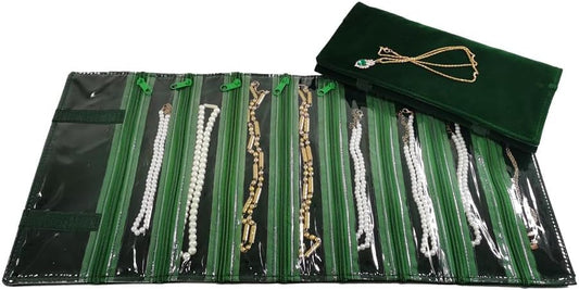 Travel Jewelry Roll Bag Portable Organizer Pouch With Grids&PVC Cover Storage Bags for Necklace, Bracelet, Bracelet,Ring, Badge, Pendant