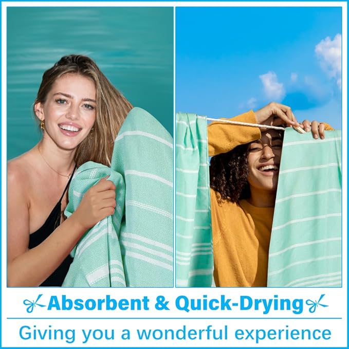 Oversized Turkish Beach Towel Blanket XXL Cotton Sandproof Towels Boho Woven Extra Large Big Sand Free Giant Throw Blankets Huge Quilt XL Picnic Camping Necessities Cloud For Adult Gifts Aqua